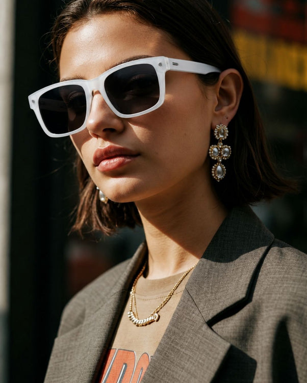 Rave Arctic White Rectangle Sunglasses