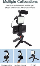 AY-49 Video Making Vlogging Kit Tripod With Microphone And LED Light For Live
