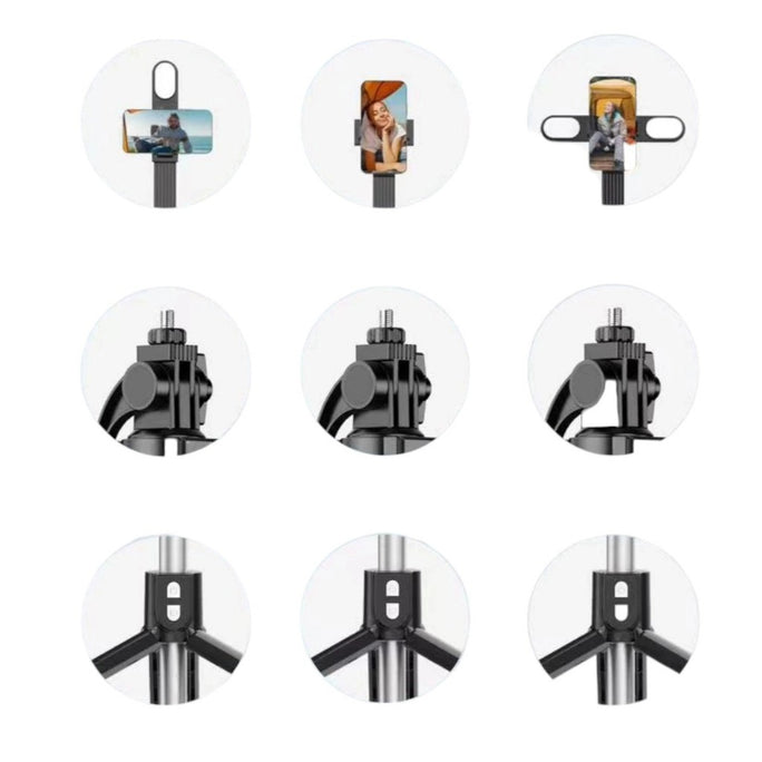 Live K10 PRO 6.5 Feet / 200CM Tripod Stand Selfie Stick Two Lights Chargeable
