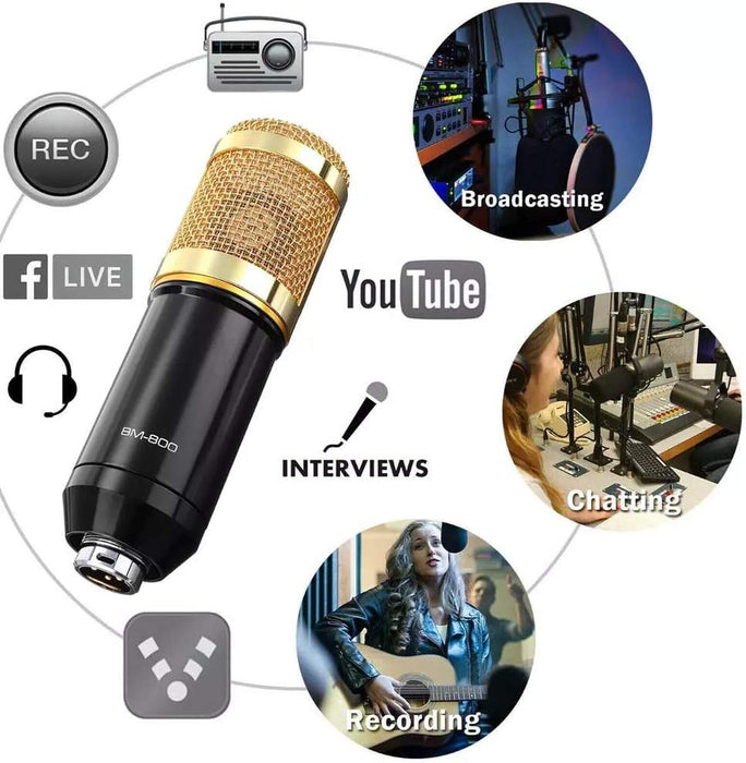 Podcast Equipment Bundle with BM-800 Condenser Microphone & V8 Sound Card |