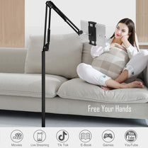 Aluminum Adjustable Tablet & Mobile Phone Floor Stand | 360° Rotatable Lazy