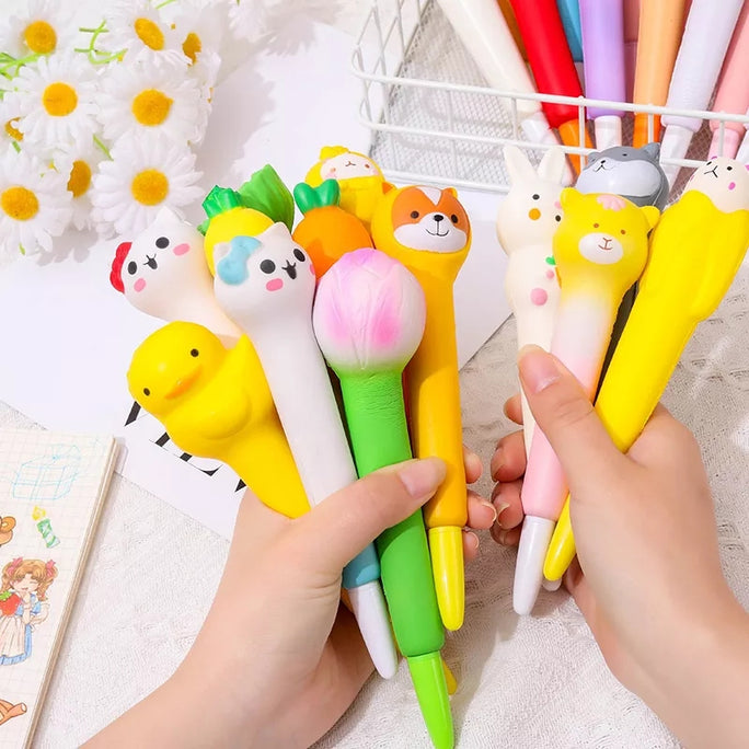 1 Peice Novelty Cartoon Stress Relieve Squishy Gel Pen Signature Squeeze Foam Pen Cute School Office Supplies Gift Stationery
