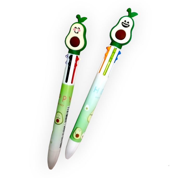 01 pc Cute Fruit Avacado 6 in 1 Cartoon 6 Colors Ballpoint Pen School Office Supply Gift Stationery Kids For Gift