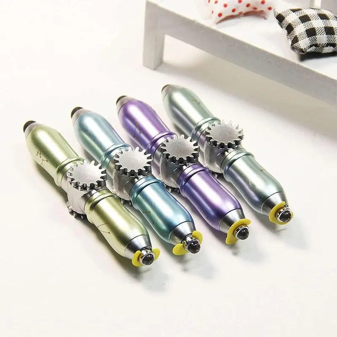 01 Pc 4 In 1Creative Decompression Pen Multifunction Fingertip Gyro Ballpoint Pen LED Flashlight Luminous Stylus Ipad Touch Screen Pen