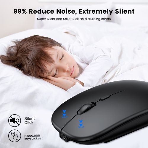 2in1 Rechargeable LED Wireless Mouse | Bluetooth + 2.4GHz Dual Mode | Silent