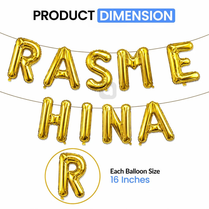 Rasm E Hina Foil Letter Balloon Banner