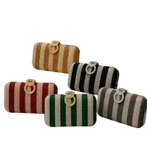 Glamorous Diamond Mesh Striped Clutch Purse for Women & Girls - Stylish Metal Handle Party Handbag