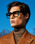 Rave Black & Teal Bold Square Frame Glasses