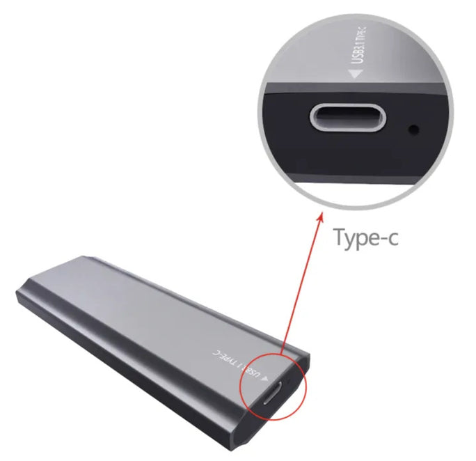 Type-C Portable External Drive Case for M.2 NVMe NGFF SSD | USB 3.1 Enclosure