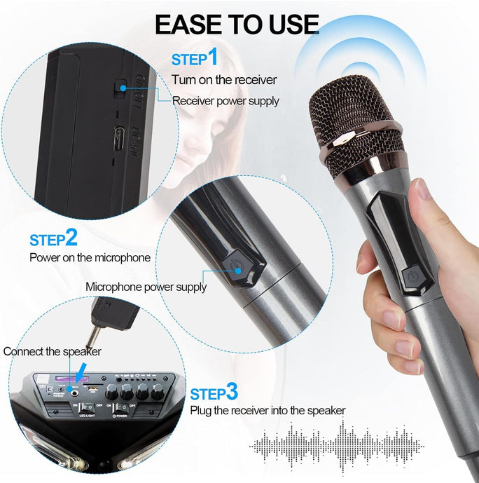 Saeapu TTD-M55 Professional Rechargeable Wireless Microphone VHF Handheld USB