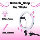 HX-260 26cm 10 Inch Round Ring Light Selfie Stick For YouTube TikTok Insta