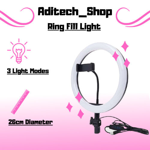 HX-260 26cm 10 Inch Round Ring Light Selfie Stick For YouTube TikTok Insta