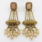 Elegant Turkish Manjus Long Drop Earrings for Women - Traditional Antique Style Filigree Hanging Earrings with Pearl Accents
