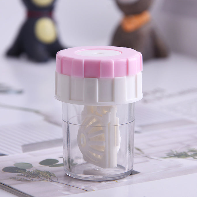 Contact Lens Cleaner Case Manual Rotary Lens | Cleaner Travel Plastic Container Storage Soaking Box