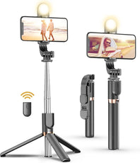 Plokama Live-K8 LED Selfie Stick 3-in-1 Mobile Phone Tripod - 1.3M Extendable