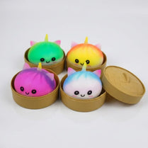 Rainbow Unicorn Color Dumpling Squishy Toy with Bamboo Box Slow Rising Stress Relief Fidget Ball Soft Squeeze Toys for Adults & Kids