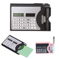 3-In-1 Portable 8-Digit Solar Calculator Business Card Holder with Ball-Point Pen