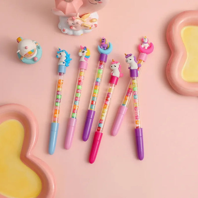 1 Pc Gel Pens Writing Pens Alphabetical Gel Pens Unicorn and Oether Characters Shaped Pens Stationery Cartoon Pen The Sign Portable Pupils Plastic
