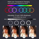 26CM MJ26 RGB LED Ring Light, Multi-Color Photography Fill Light, 10.2 Inch
