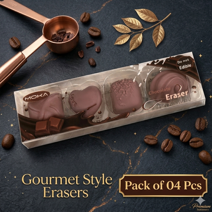 Pack of 4 Creative Simulated Scented Chocolate Erasers, Kawaii Stationery Item, Perfect Student and Office Supplies, Great Gift Idea