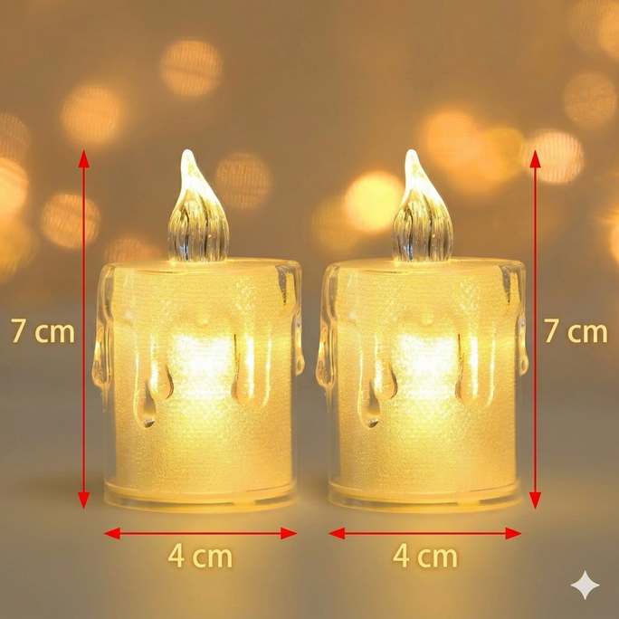 Melting Shaped LED Candles Premium Quality Candles with Battery Cells,Dripping Style Electric Candle Set Yellow Flickering, Battery Powered Dripped Realistic Small Fake Candles Decorations