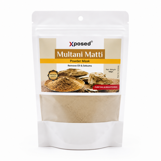 Xposed Multani Mitti Powder Mask (Fuller's Earth) – Natural Face & Hair Care for Oily Skin