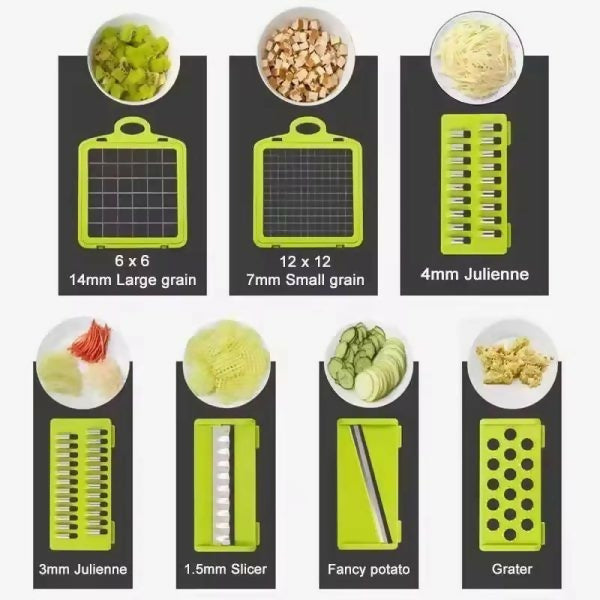 16 IN1 Mandoline Slicer Veggie Food Chopper Vegetable Cutter Tomato Carrot Grater Cheese French Onion Shredders Kitchen Tool