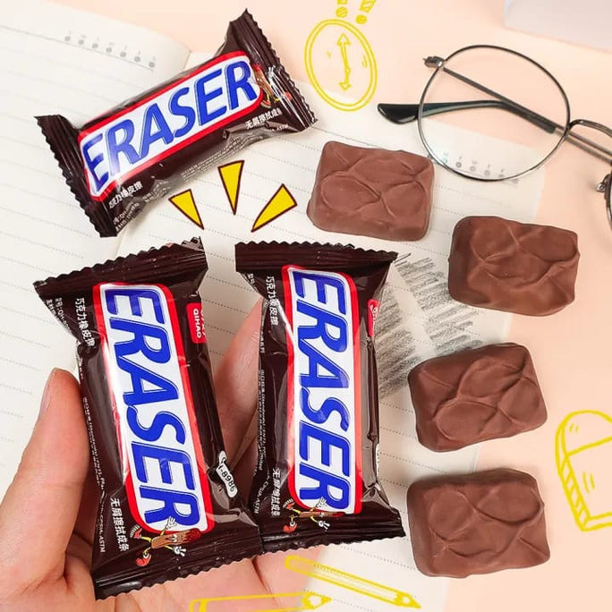 01 Pcs Chocolate shaped Eraser Stationery Novelty Chocolate Eraser Cute Kawaii Wiping Eraser Traceless Funny Pencil Rubber Student