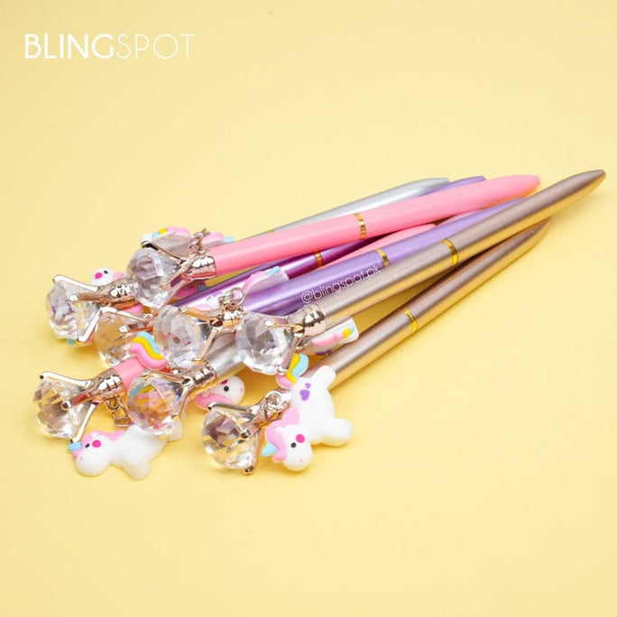 01 Pc Diamond Unicorn Lu.xury Metal Crystal Top Big Diamond Ballpoint GEL Pen Fashion Carat Gift For School Office