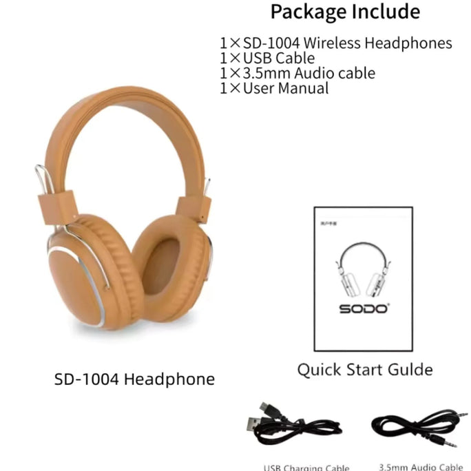SODO SD-1004 Wireless Bluetooth Headphones Over Ear Foldable Stereo Headset