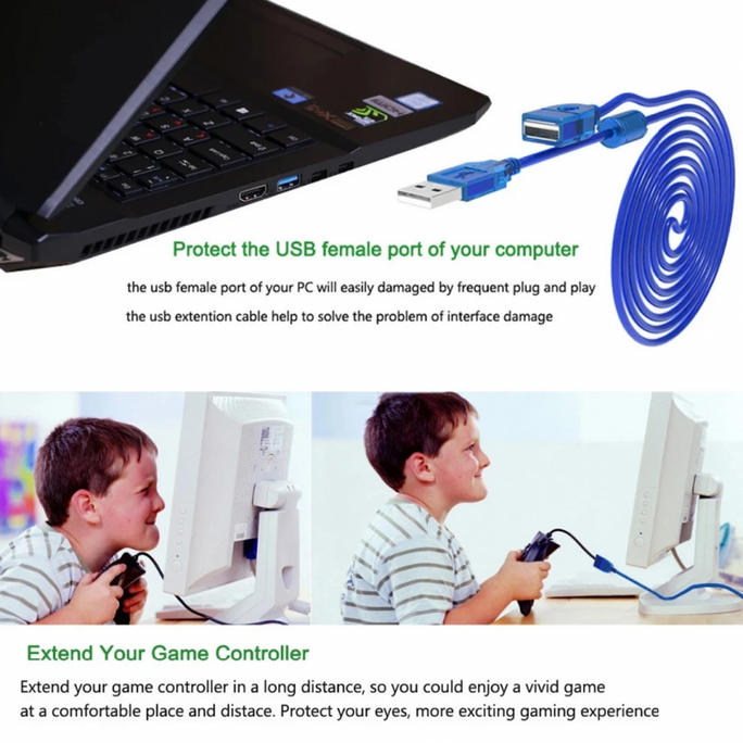 1.5M USB Male Female Cable | Super High Speed USB 2.0 M F Male To Female Cable