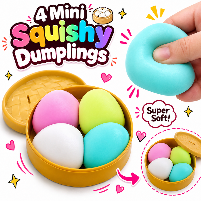 ( 01Pc / Boxs ) / (04Pcs Boxs) Squeeze Toys Box Dumpling Squishy Rising Stress Ball | Soft Desk Stress Relief for Office Home Relaxation