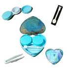 Cute Style Pocket Mini Contact Lens Case Travel Kit Heart Shape | With Stick Tweezer Container