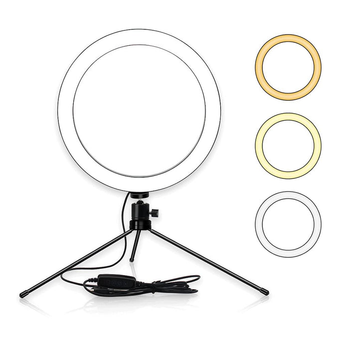 HX-260 26cm 10 Inch Round Ring Light Selfie Stick For YouTube TikTok Insta