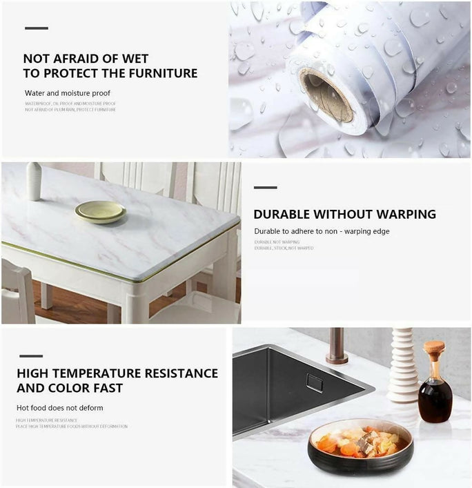 60CMx2M Wall Paper Waterproof Heat Resistant Self Adhesive Anti Oil Kitchen Wallpaper Marble Sheet For Kitchen