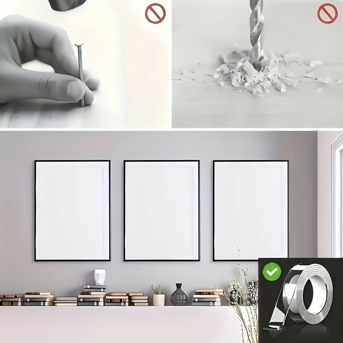 Nano Double Sided Tape Transparent Heavy Duty Reusable Washable Strong Adhesive Waterproof Mounting Tape 2cm Wide –3M Leng