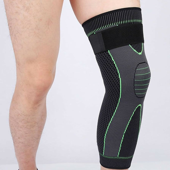 Strapped Knee Pads, Knitted Extended Knee Braces and Leg Pads, Knee Sleeve for Basketball Cycling Running, Sports Knee Supports