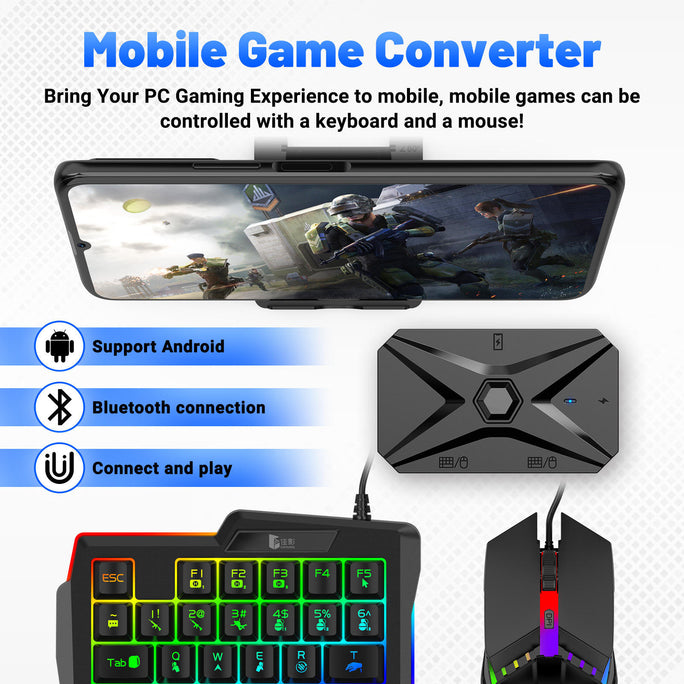 M1 Pro+ 5 in 1 Mobile Gaming Adapter for Keyboard Mouse | PUBG Controller