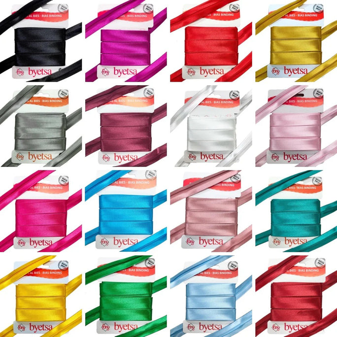 1 Roll (50 Yards) 5/8'' 15mm Single Fold Bias Tape - Best Quality Satin Ribbon for Tailoring, Costumes, Robes, Cosplay & DIY Sewing