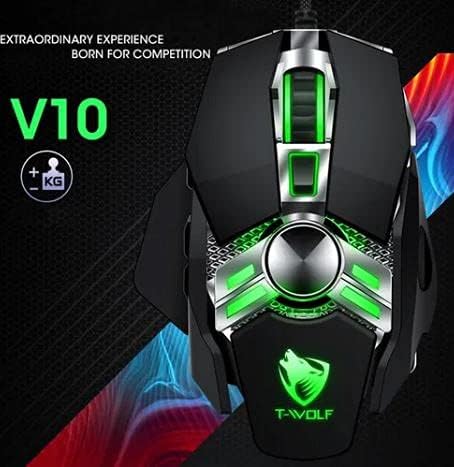 T-WOLF V10 WARRIOR BLACK RGB GAMING Mouse | Game Mouse Wired USB Esports