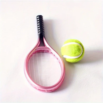 2pcs (Racket and Ball) Mini Tennis Racket Set for Dolls - Realistic Sports Accessories, Ideal for Dollhouse Decor & Holiday Gifts,