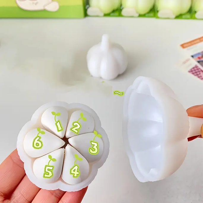 1 Set (06Pcs in side) Fun Garlic-Shaped Eraser - Realistic Design, Smooth Texture, Dust-Free & No Crumbs - White Art & Craft Supplies for Home, School, Kitchen, Office - Creative Desk Accessory