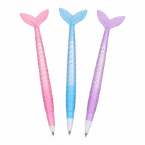 01Pc Cute Fish Tail Gel Pen Cartoon Mermaid Soft Silicone Pens 0.5mm Blue Black Ink Office Writing Kids School Stationery