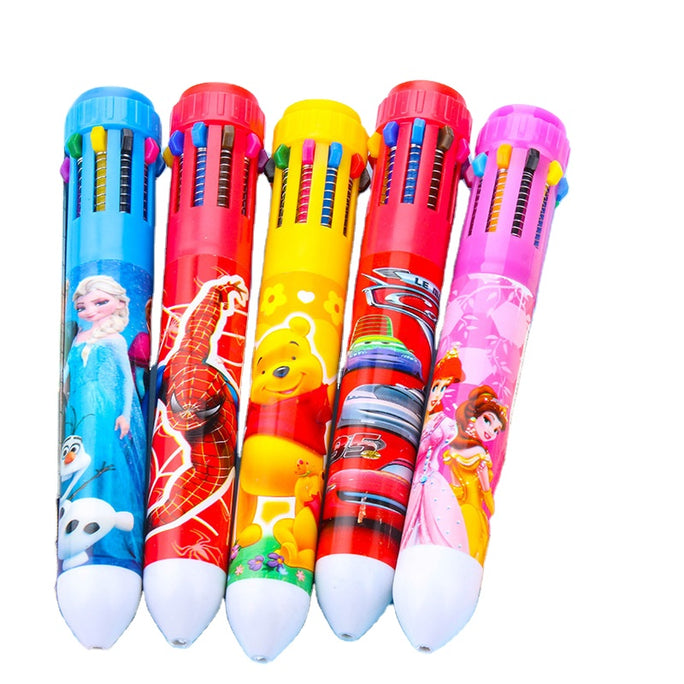 01/2 Pc 10 in 1 Pen Multicolor Gel Pen 10 Ink Refill in one Pen10 in 1 character ballpoint pen