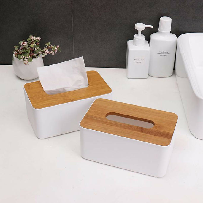 wooden style Tissue Box Plastic Detachable Rectangle Minimally Designed Paper Box for Household Dining Table Living Room Bathroom