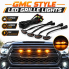 GMC Style LED Grille Lights 4 Piece Set – Amber Front Grill Marker Lights for Car & Pickup