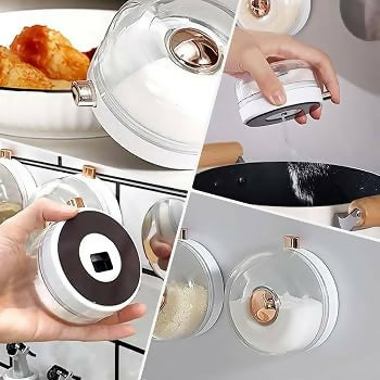 Magnetic Spice Container with Dispensing Button Wall Mount Salt & Seasoning Storage