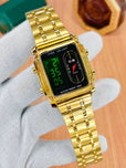 Luxury Gold Dual Display Men's Watch | Analog + Digital LED | Stainless Steel