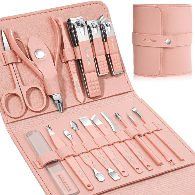 16 in 1 Nail Cutter Set Stainless Steel Nail Clippers Set With Folding Bag Manicure Cutter Kits Scissors Beauty Tool