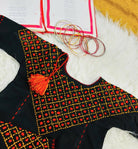 Kids Fitt Girls Black Hand Embroidered Khaddar 2 Piece Suit – Tassel Detail